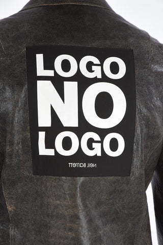 Vintage effect LOGO NO LOGO Leather Jacket