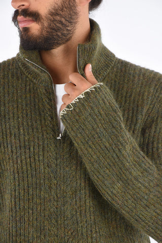 MM10 Maglia a Collo Alto con Zip e Cuciture a Vista sul Fondo