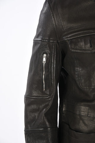 Slim Wide Fit Leather Jacket with 4 Buttons