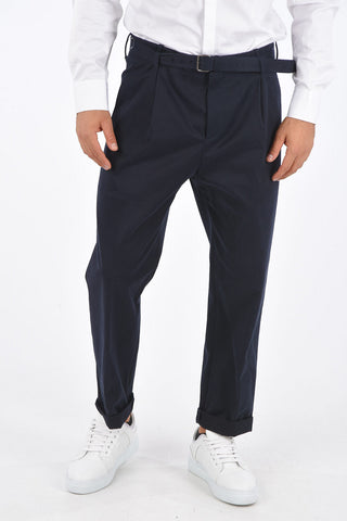Single Pleat Low Rise Pants with Belt
