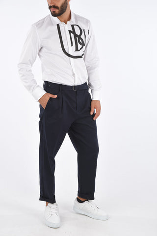 Single Pleat Low Rise Pants with Belt