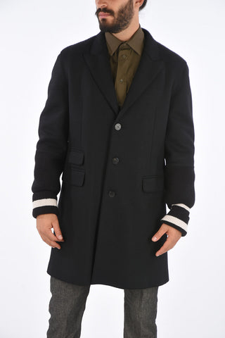 Skinny Fit Coat with Knitted Sleeves