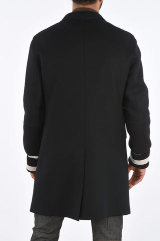 Skinny Fit Coat with Knitted Sleeves