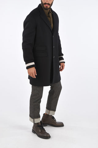 Skinny Fit Coat with Knitted Sleeves