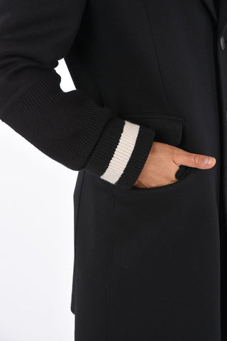 Skinny Fit Coat with Knitted Sleeves