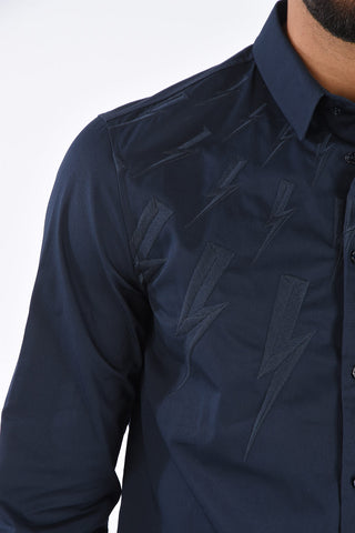 Embroidered FAIR ISLE THUNDERBOLT Slim Fit Shirt