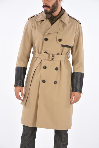 Slim Fit Trench with Leather Inserts