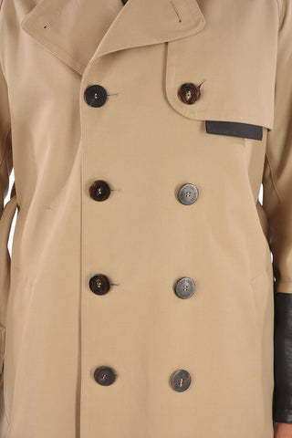 Slim Fit Trench with Leather Inserts