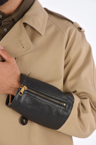 Slim Fit Trench with Leather Inserts