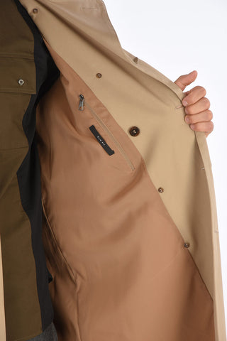 Slim Fit Trench with Leather Inserts