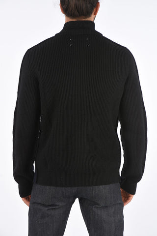 MM10 Two Tone Turtleneck Sweater with Central Opening