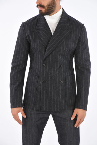 MM10 Double-breasted Pinstriped Blazer