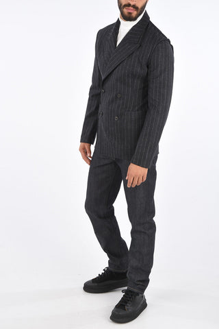 MM10 Double-breasted Pinstriped Blazer