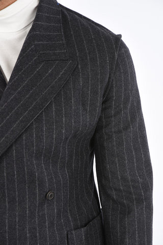 MM10 Double-breasted Pinstriped Blazer