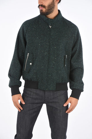 MM14 Herringbone Bomber Jacket with buttoned Neck