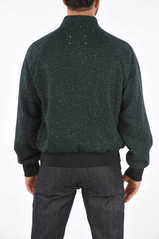 MM14 Herringbone Bomber Jacket with buttoned Neck