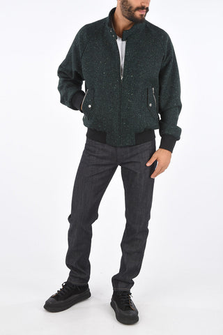 MM14 Herringbone Bomber Jacket with buttoned Neck