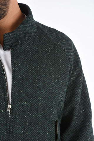 MM14 Herringbone Bomber Jacket with buttoned Neck