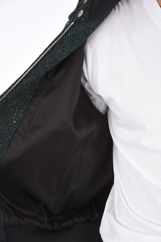 MM14 Herringbone Bomber Jacket with buttoned Neck