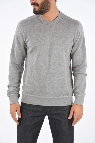 Crew Neck Sweater with Cuffs and Elastic Hem