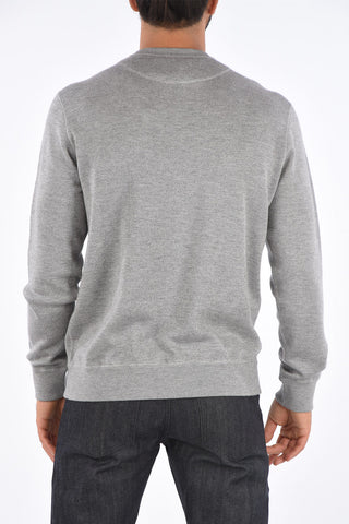 Crew Neck Sweater with Cuffs and Elastic Hem