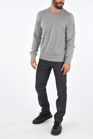 Crew Neck Sweater with Cuffs and Elastic Hem