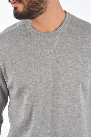 Crew Neck Sweater with Cuffs and Elastic Hem