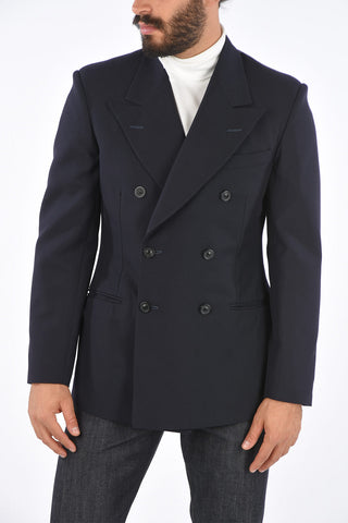 M14 Double-breasted Blazer with Visible Stitching