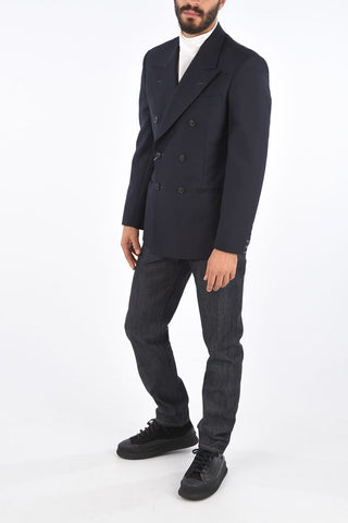 M14 Double-breasted Blazer with Visible Stitching