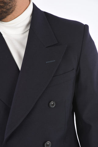 M14 Double-breasted Blazer with Visible Stitching