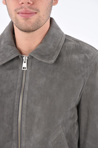 suede leather full zip bomber