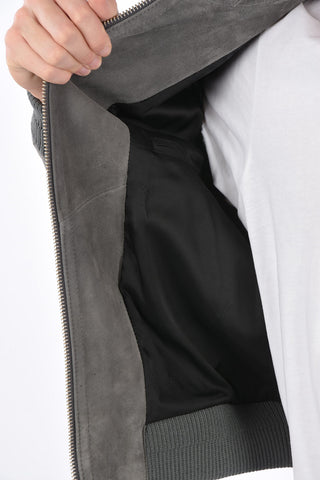 suede leather full zip bomber