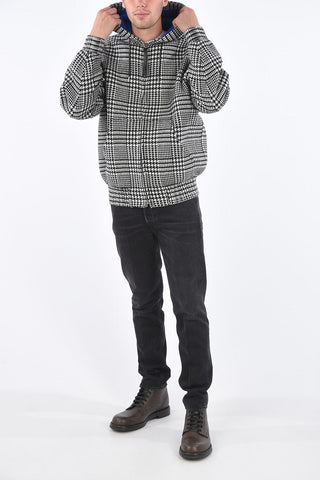 wool houndstooth Jacket with hood