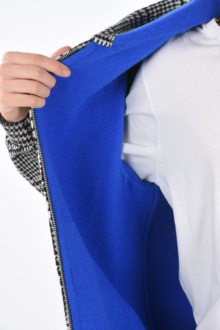 wool houndstooth Jacket with hood