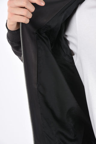leather hooded outerwear
