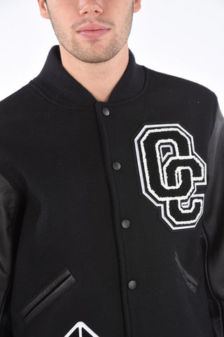 Bomber con Patch e Maniche in Pelle