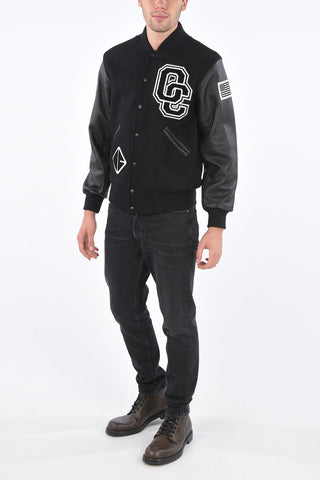 Bomber con Patch e Maniche in Pelle