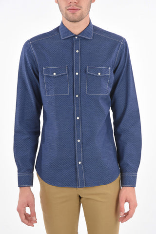 CC COLLECTION Embroidered SLIM Shirt with Snap Button