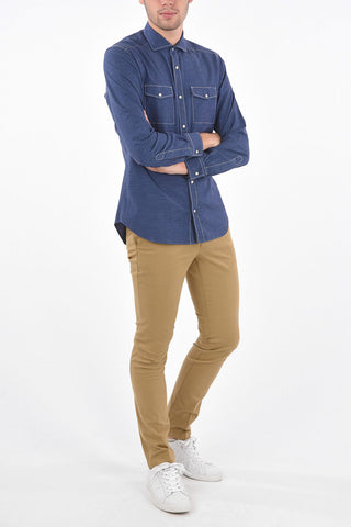CC COLLECTION Embroidered SLIM Shirt with Snap Button
