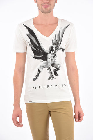 HOMME v-neck BAT-SIGNAL t-shirt