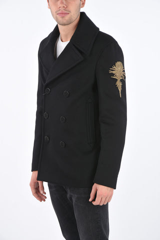 virgin wool and cashmere double breasted peacot