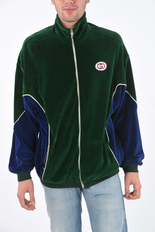 chenille half zip mock-neck sweatshirt