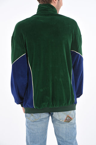 chenille half zip mock-neck sweatshirt