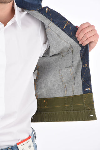 Giubbotto in Denim Distressed con Orlo a Contrasto 