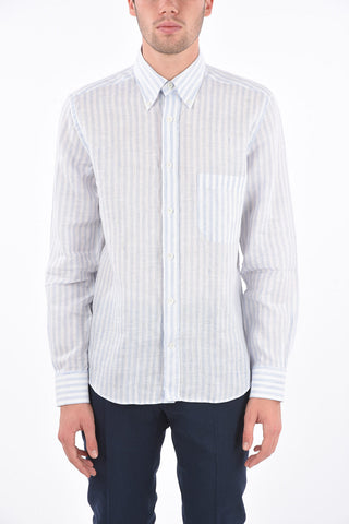 ID Camicia Button Down in Lino a Righe