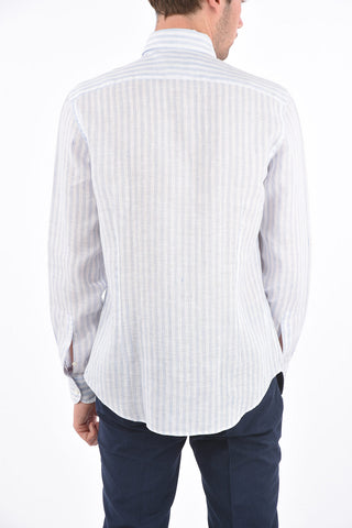 ID Camicia Button Down in Lino a Righe