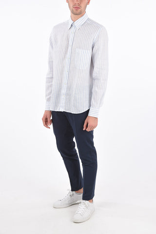 ID Camicia Button Down in Lino a Righe