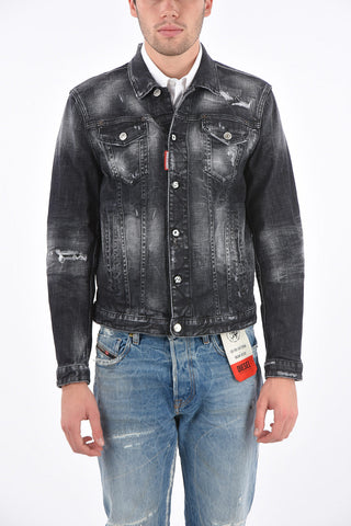 Distressed Denm DAN FIT Washed-Out Jacket