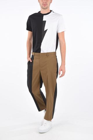 Slim Fit Regular Rise Two Tone Pants