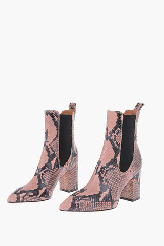 9 cm snake print leather High heel ankle boots